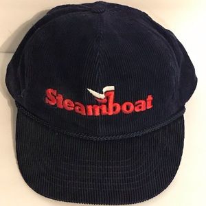 Vintage Corduroy Steamboat Ski Hat Cap Blue EUC